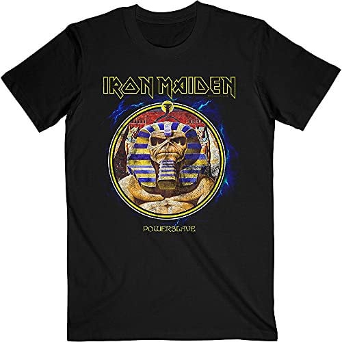 Iron Maiden T Shirt Powerslave Mummy Circle Band Logo Official Mens Black XL