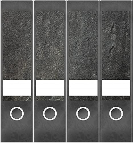 Etiketten für Ordner | Schiefer Stein | 4 breite Aufkleber für Ordnerrücken | Selbstklebende Design Ordneretiketten Rückenschilder