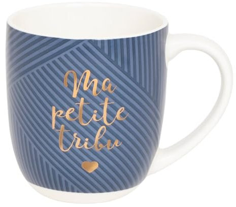 DRAEGER PARIS - Mug en Céramique - Bleu - Ma Petite Tribu - Idée cadeau Ami, Famille, Noël, Parents, Anniversaire - Humour, Fun - 320 ml - Avec Boîte Cadeau