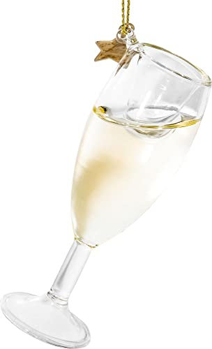 SIKORA BS554 Champagner Glas Christbaumschmuck Figur Weihnachtsbaum Anhänger