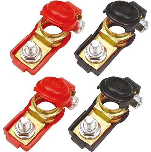 Greluma 2 Paia morsetti terminali del cavo della batteria per auto, connettori a sgancio rapido della batteria con copertura in plastica per auto, camion, furgone
