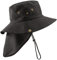 Carnavalife Chapeau de soleil avec protection du cou pour homme et femme, casquette de pêche, respirant et pliable, bonnet avec cacheoreilles de camping et de marche, unisexe, taille unique, Noir ,