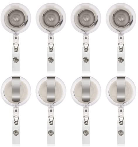 JANYUN Retractable ID Badge Holders for Hanging IDs, Names, Key Chains, Matte Transparent, 50 Pieces