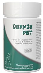 Dermis-Pet | 50 cps | Integratore per cani in capsule | Supporto alla funzione dermica in caso di dermatosi ed eccessiva perdita di peli. Dermatiti, Arrossamenti, Cute Lesionata a causa di Grattamento