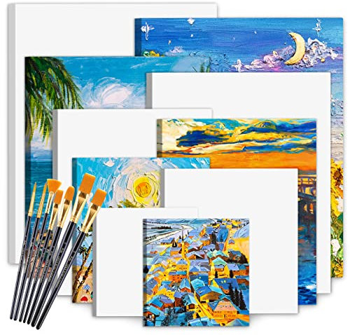 IGUGI Lienzos para Pintar,10 Lienzos Preestirados,PLienzos Enmarcados 100% Algodón,Aptos para Pintura Acrílica y al Óleo - Lienzo Blanco para Bocetos y Dibujos