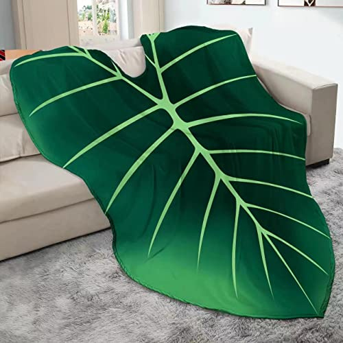 Leaf Blanket Plant Throw Blankets Soft Plush Flannel Giant Leaf Shaped Blankets Comfortable Kids or Adults for Couch Bed Sofa Decorative Great Gifts (Green Leaves)