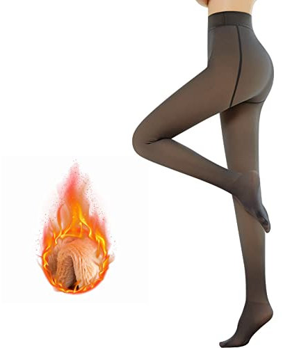 Aomig Collant Termici Donna, Collant Pile Collant Invernali Calze Leggings con Felpati Interna, Collant Foderati Collant Vita Alta Traslucido Dimagrante, Collant Spessi Invernali 200g(Nero)