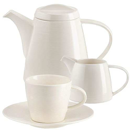 VILLA ITALIA Kaffeeservice für 6 Personen Tassen - Set - Dessertteller - Kruge - Zuckerdose für Kaffee oder Tee NEW YORK