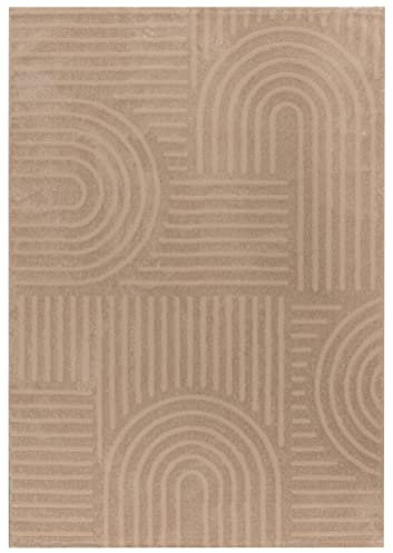 Kurzflor Teppich, Wohnzimmer, Boho Geometrisch -Beige - 160cm x 230cm - Moderner Superweicher Teppich