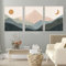 Moderne abstrakte Berge Sonne und Mond Mitte des Jahrhunderts Boho-Leinwandgemälde Wandkunstdrucke Bilder Poster für Wohnzimmer Heimdekoration