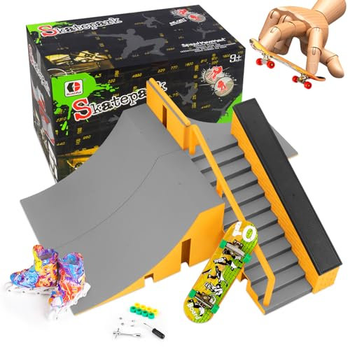 Aolieh Finger Skateboard und Rampe Zubehör Set-Fingerboard Skate Park Spielzeug Set-DIY Finger Skate Boarding Ultimate Sport Training Requisiten Spielzeug für Kinder
