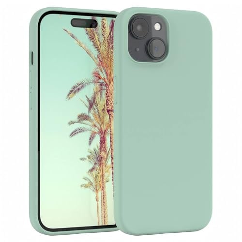 EAZY CASE Premium Silikon Handyhülle kompatibel mit iPhone 15 Slimcover mit Kameraschutz und Innenfutter, Silikonhülle, Schutzhülle, Bumper, Handy Case, Hülle, Softcase, Mint Grün