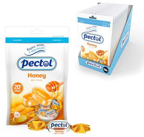 Damel PECTOL Caramelos de Miel y Limón - Caramelos para la Garganta - 20% miel y limón - Caja 12 bolsas x 110g