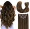 GOO GOO Clip in Extensions Echthaar, Echthaar Extensions Clip, 50cm 120g 7pcs, Extensions Echthaar, Haarverlängerung Echthaar, 2/4E/6C Brauner Zucker Wirbel