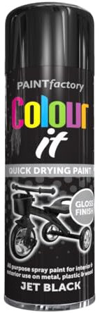 AlezyB - 3 x Black Gloss All Purpose Aerosol Spray Paint 250ml. Excellent Coverage, Quick & Fast Drying for interior & exterior Multipurpose Spray for Metal | Plastic | Wood | Glass.