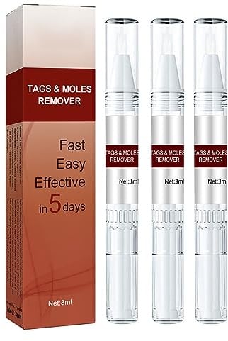 Wipe Off Moles Remover, Wipe Off Tags Mole Remover, Natural Non Irritating Liquid Moles Pen, Easy Removal of Skin Tags Moles for Face, Body, Neck, Armpit Restore Skin Health and Beauty 3pcs