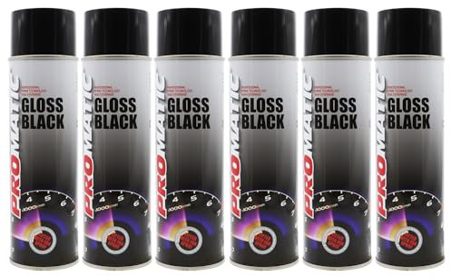 PROTOUCH 6x Promatic Gloss Black Spray Paint, 500ml, Fast Drying, Weatherproof, UV/Scratch/Impact Resistant
