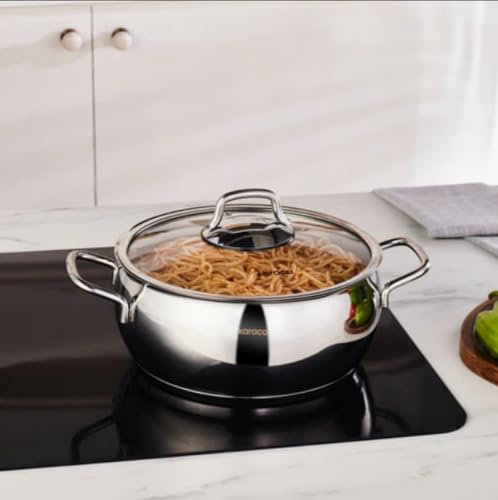 Karaca Emirgan Stainless Steel Stockpot with Lid, 22cm, Silver