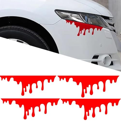 LIUZHIPENG 4 Stück rote Bluttropfen-Aufkleber, Blut tropfender Auto-Aufkleber, lustiger roter Blut-Aufkleber für Auto-Rücklicht, Scheinwerfer, Fenster, Stoßstange, Halloween-Dekorationen