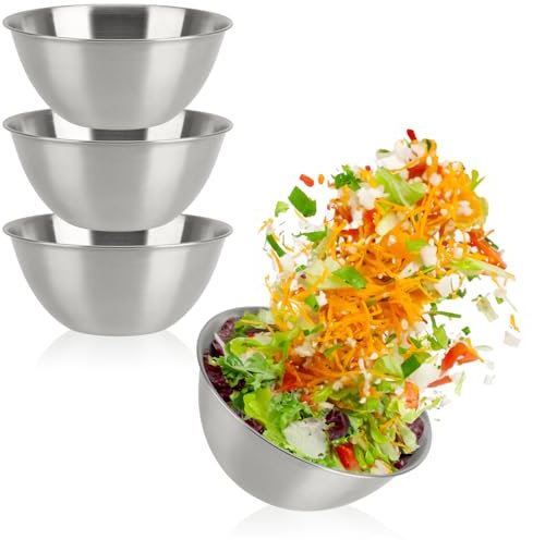 COM-FOUR® Ensemble de 4 bols en acier inoxydable - saladier empilable 800 ml - bol à mélanger - bol en acier inoxydable pour la cuisson, le service et le grignotage (4 pièces - Ø 15,5 cm)
