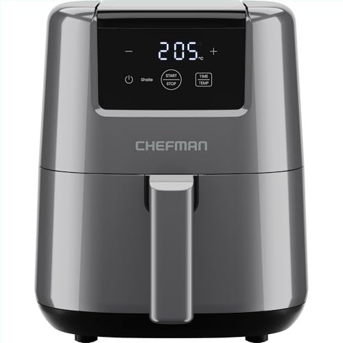 Chefman Mini friggitrice ad aria calda da 2 l – friggitrice ad aria calda salvaspazio, antiaderente e lavabile in lavastoviglie, pasti veloci e semplici, con timer digitale e promemoria di agitazione