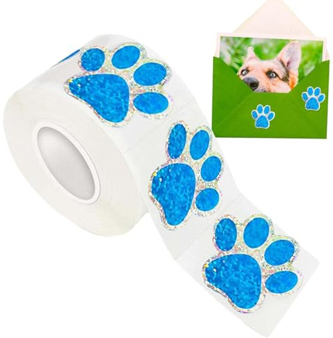 Pfoten-Aufkleber, Katzenpfoten-Aufkleber, bunt, selbstklebend, Tier-Aufkleber, Umschlag-Aufkleber mit Pfotenabdrücken für Umschläge, 500 Stück