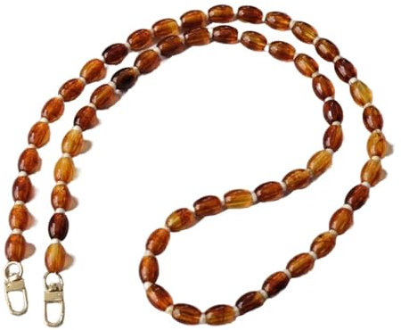 Whakano Perlen Handykette Ersatzkette für Taschen,Taschenkette mit Karabinerhake,Taschen Ketten Abnehmbare,Taschenverlängerungsketten,DIY Crossbody Schulterriemen Zubehör,Bernstein,120cm