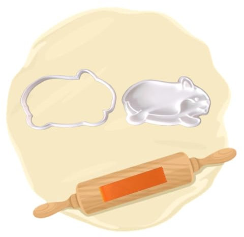 Keksausstecher aus dem 3D Druck in 13 verschiedenen Farben - Motiv Meerschweinchen 1 (Orange)