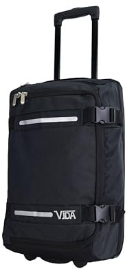Valise Trolley Cabine Souple Vida VT607,2 Roullettes Multi Sangles d'attache (Noir (Balck), S-Cabine 55x32.5x20cm -34L)