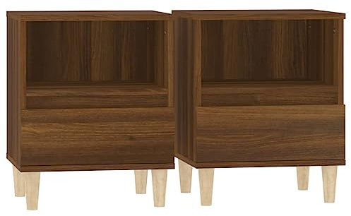 GAONUDAN Schrank Beistelltisch & Nachttisch-Set, 2er-Set, Kleiner Nachttisch mit Schublade und offenem Regal für Schlafzimmer, Badezimmer, Wohnzimmer, Präsentationsregal (Braun + Eiche)