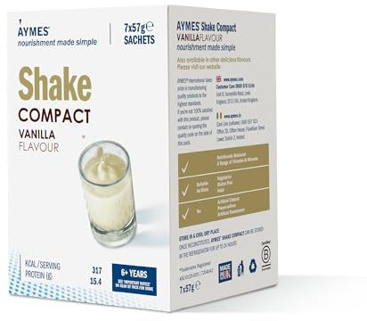 AYMES ActaSolve Shake Compact - Vanilla - 42 Servings | Low Volume Nutritional Powder, Milkshake-Style Drink Mix, Gluten Free & Vegetarian