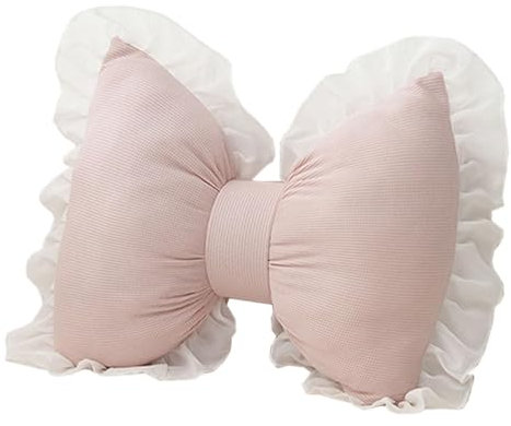 Folpus Niedliches Kissen mit Schleife, Dekokissen, Ornament, Heimtextilien, Kunsthandwerk, Rückenkissen, bequem für Bauernsofa, Auto, Wohnzimmer, Rosa