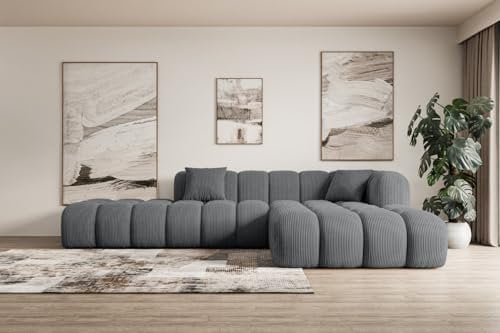 ALTDECOR Ecksofa in L-Form Corner Sofa Bett Eckcouch Couch Wohnlandschaft Cauchsofa Olea-L2-289x176x71 cm Duneklgrau