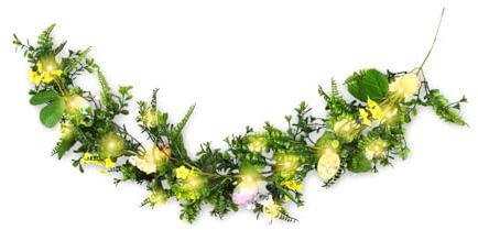 Osterdeko Girlande mit Beleuchtung, 1,1M Ostergirlande Künstliche mit LED Lichterkette, Ostern Deko Girlande Frühling mit Ostereier, Frühlingsdeko Girlande Batteriebetrieben für Innen und Außen (D)