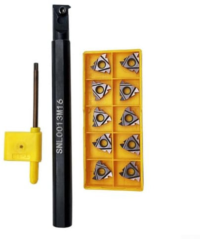 HpLive CNC Drehmaschine Drehen Werkzeug Set ,SNL0013M16 Linksgewinde-Bohrstange + 10 Stück 16ER AG60 Einsätze