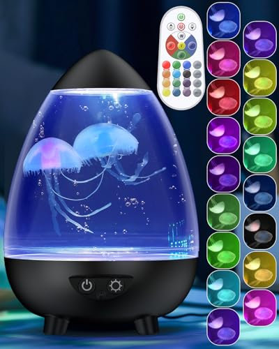 Pawfly Jellyfish Lamp USB-C Powered LED Jellyfish Light mit 4 Beleuchtungsmodi & 17 Farben wechselnde Effekte Tabelle Stimmung Lampe Nachtlicht für Haus Büro Dekoration