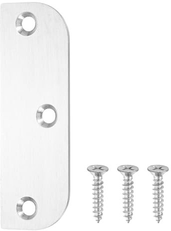 sourcing map Hinge Filler Plates, 3.5 Inch with 5/8 Inch Stainless Steel Door Edge Hole Filler Plate Deadbolt Cover Plate with Screws, for Change The Types of Your Doors, Silver