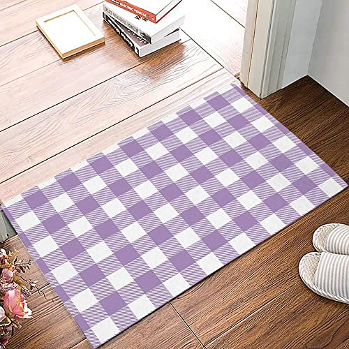 Fußmatte Buffalo Plaid Lavendel Lila Türmatte Langlebig Badezimmerteppich Waschbar Duschvorleger Für Schlafzimmer Toilette Eingang 40x60cm