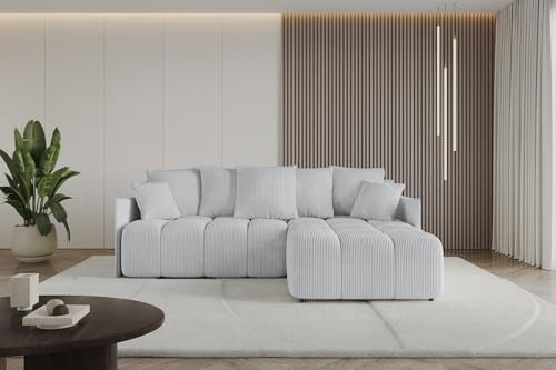 ALTDECOR Ecksofa mit Schlaffunktion und Bettkasten Corner Sofa Bett Eckcouch Couch L-Form Schlafcouch Ausziehbar Wohnlandschaft Schlafsofa Cauchsofa LONLI-L 251x189x68 Grau