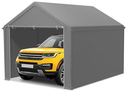 LILIIN Garage de tente 3 x 4 m résistant à l'hiver avec toit en polyéthylène (170 g/m²), pour voiture, SUV et camion, auvent de garage résistant aux UV, tente de stockage et tente de pâturage, parois