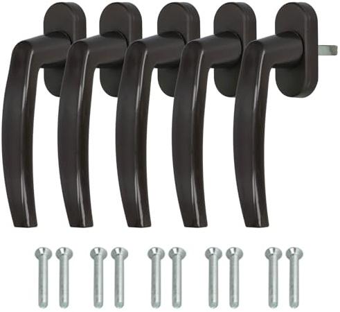 KOTARBAU Set di 5 maniglie per finestra – Maniglia per porta del balcone – Bottoni a pressione – PVC – 35 mm – Marrone – Maniglia per porta della terrazza – Universale – Facile installazione