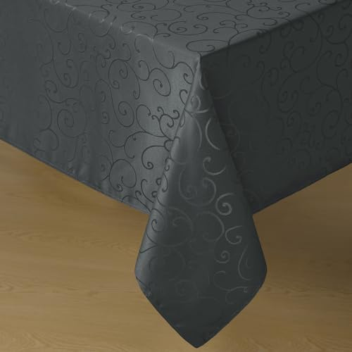 Romanstile Tischdecke abwaschbar 150x350 cm dunkelgrau rechteckig Jacquard Damast Ranke Tischdecken Spring Tischtuch Tischwäsche für Wohzimmer für Esstisch,Outdoor,Geburtstag,Party,Hotel
