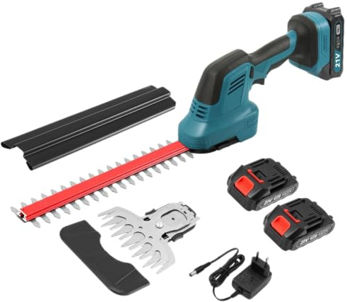 Vokot CHT02 Tagliasiepi a Batteria Senza Fili 20V, 2 in 1 Tagliaerba Elettrico con 2 Batterie da 1500mAh e 2 Lame, Lama Lunga 31cm Lama Corta 15cm, per Giardino, Prato, Arbusti