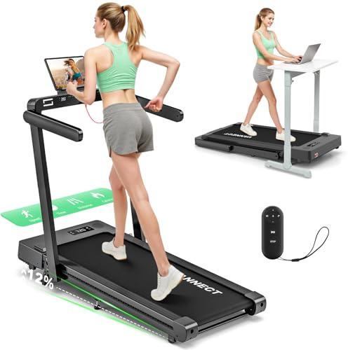 Laufband für Zuhause, VANNECT Laufbänder mit Steigung, 1-14 km/h Walking Pad mit LED-Anzeige, Fernbedienung, 3,0HP Tragbares Laufband, Keine Montage Erforderlich, Bis 180KG