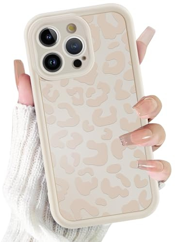 Vxinvnoi für iPhone 12 Pro Hülle, Aesthetic Leopard Muster Handyhülle Motiv Design Dünne Schutzhülle Weich Matte Silikon Süßes Frauen Mädchen Stoßfest Case für iPhone 12 Pro 6,1'' - Beige