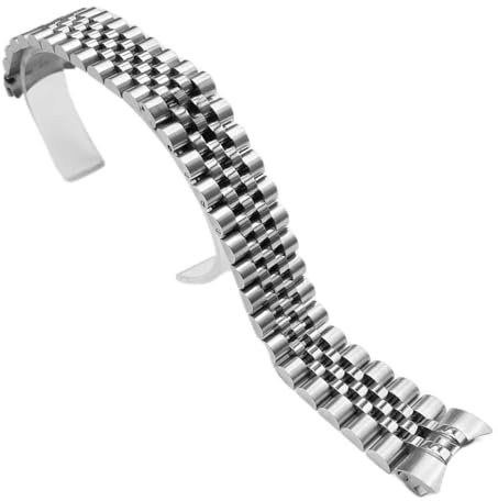 hengfento2 Jubilee Ersatz-Armband für Rolex-Uhr mit verstecktem Verschluss, solide Glieder, glänzende Stahlfarbe, 20 mm