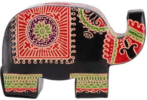 Spardose aus Leder, handgefertigte Tierfigur, Elefant grün, Elefant schwarz