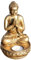 Schöner 18 cm Teelichthalter Buddha Gold Resin Thailand Buddhismus Bali Res17