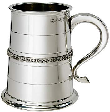 Wentworth Pewter – Single Celtic Band 1 Pint Pewter Tankard – Classic British Beer Mug with Traditional Celtic Design – Engraving Available (Celtic Band tankard)