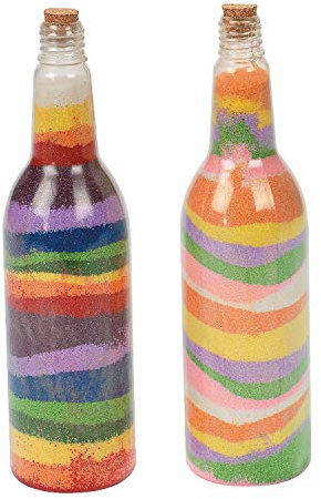 Fun Express Sandart Plastic Bottles- Set of 12 Bottles and Corks - DIY Crafts for Kids